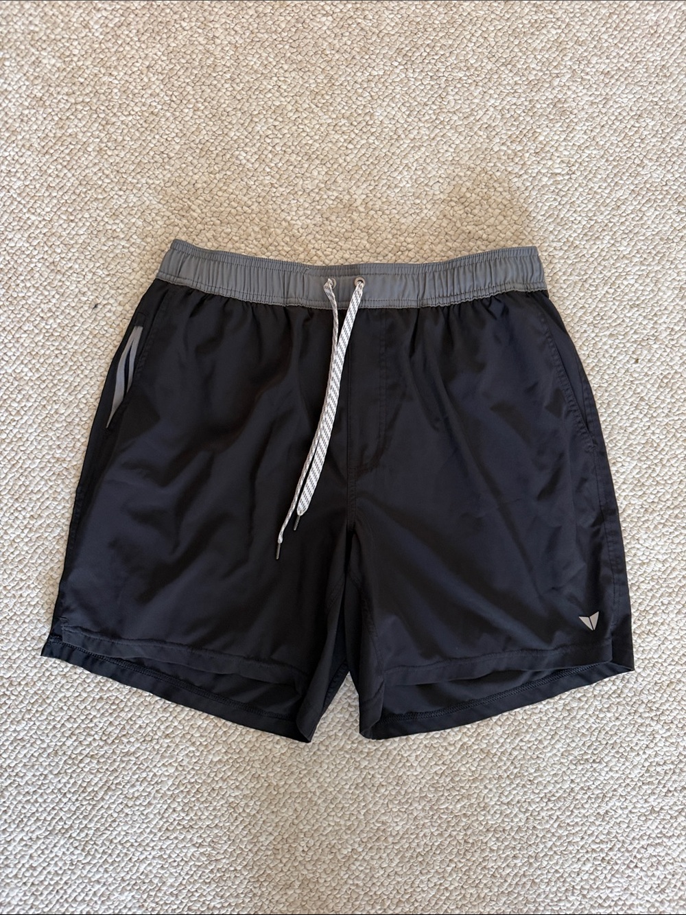 Men's Black Athletic Shorts with Gray Waistband